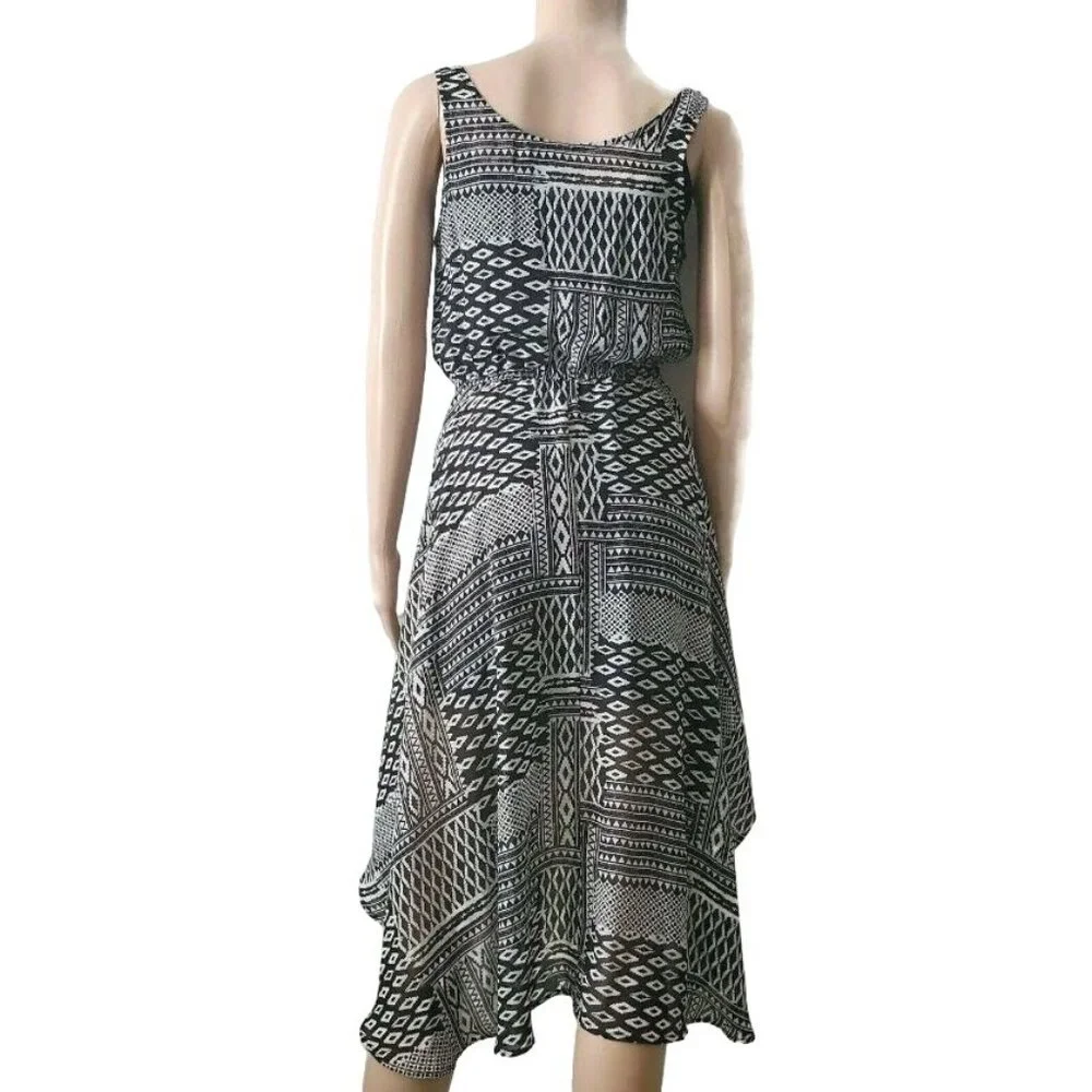 Fire Los Angeles Women’s Sleeveless Summer Dress Geometric Black White Sz Small - Picture 6 of 16